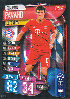 Benjamin Pavard Bayern Munchen 2019/20 Topps Match Attax CL #BAY4